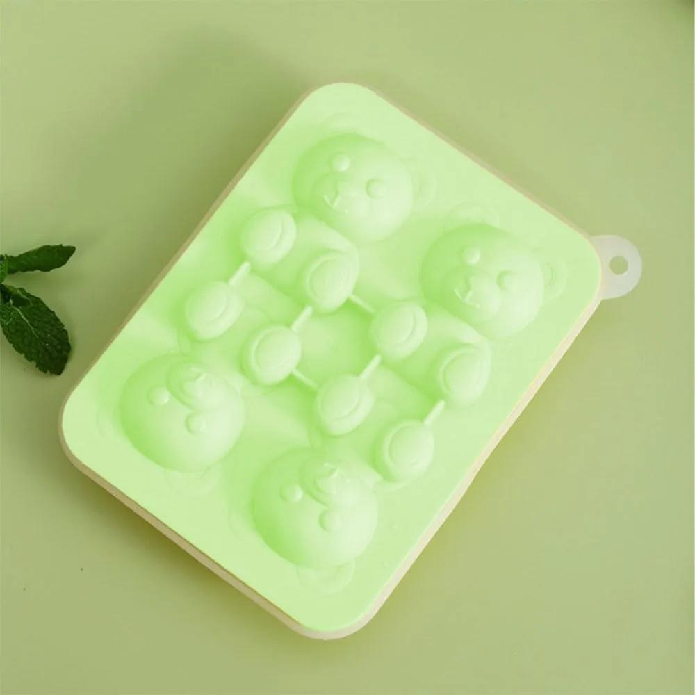 2Pcs Bear Ice Cube Tray 4 Cavities Silicone Bear Ice Cube Molds Lid 3D Bear Shape for DIY Water Drink Ice Coffee Juice Cocktail