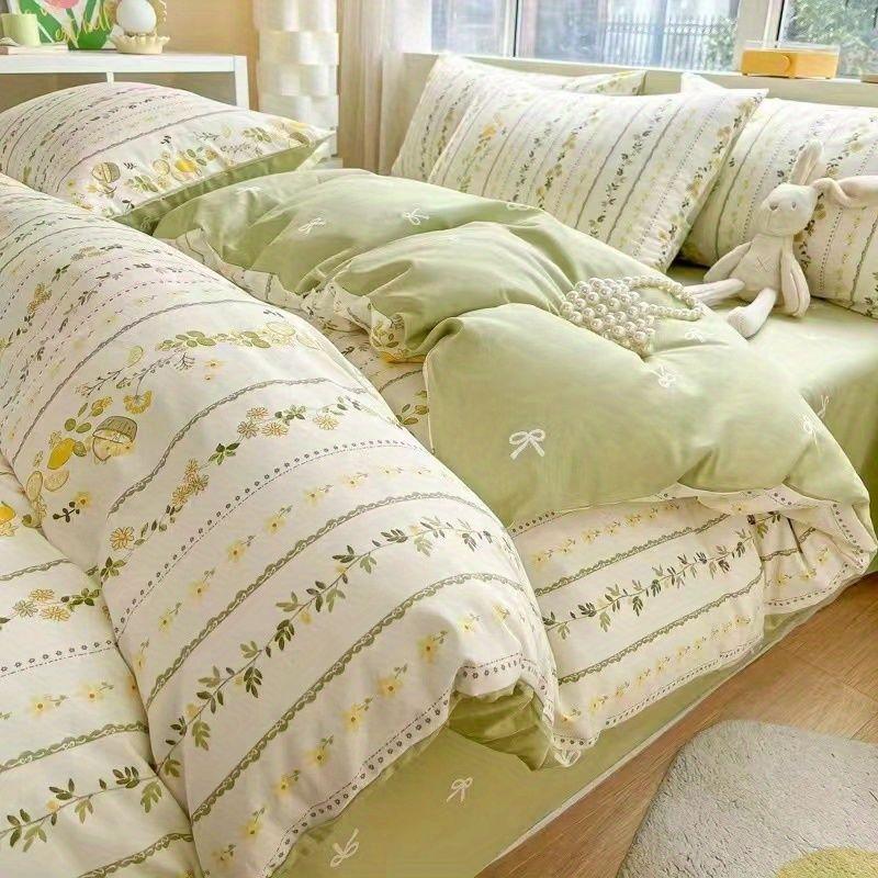 

Ins Fashion Bedding Set New Full Queen Size Duvet Cover Flat Sheet Pillowcase No Filler Kids Adult Girls Boys Bed Linens Flat Bed Sheet&Twin 3pcs for 1m bed