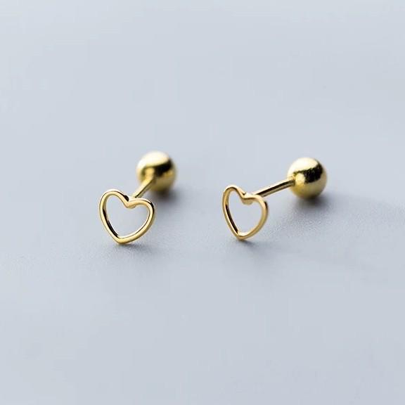 Brincos de Contas de Coração de Prata S925: Estilo Japonês e Coreano, Design Doce e Simples para Mulheres