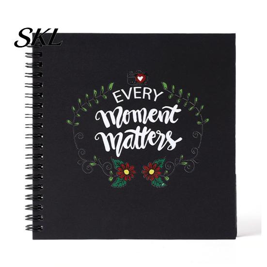 Family Photo Album Album, 6 Inch Cardboard with Black Paper Pages for DIY Memory Handmade Scrapbook Keeping, Portable Vintage Travel Celebrations,