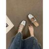 Silver Flat-bottomed Bag Head Half Slippers Outer Wear 2025 Summer New Mother Mary Jane Muller Women Sandals Single Shoes