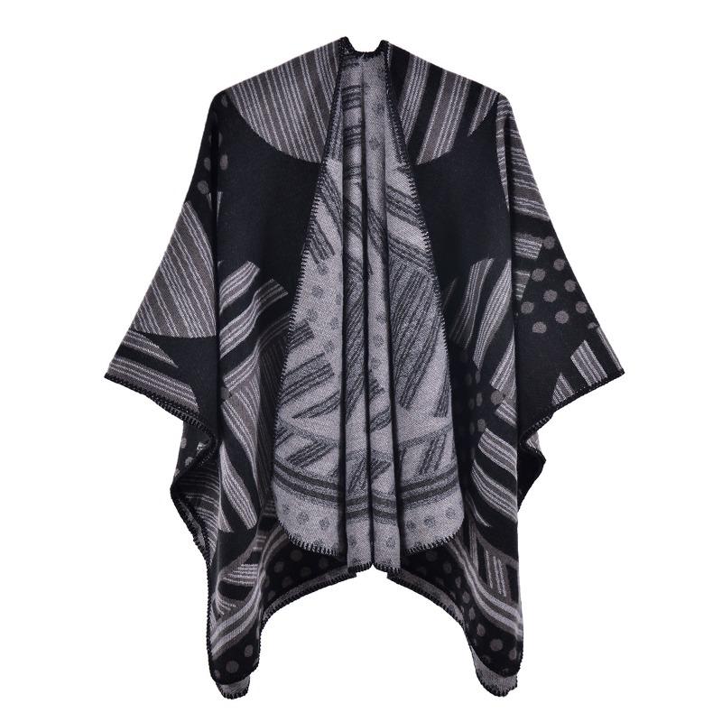 

Новая ретро женская шаль с разрезом осень и зима имитация кашемира утолщенная теплая вязаная накидка шарф партия 130x150cm