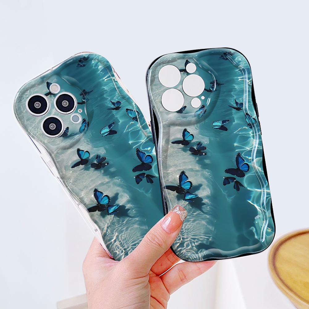 Cute Cartoon Pattern Cream Texture Casing Wavy Edge Soft Silicone Cover Phone Case for Samsung