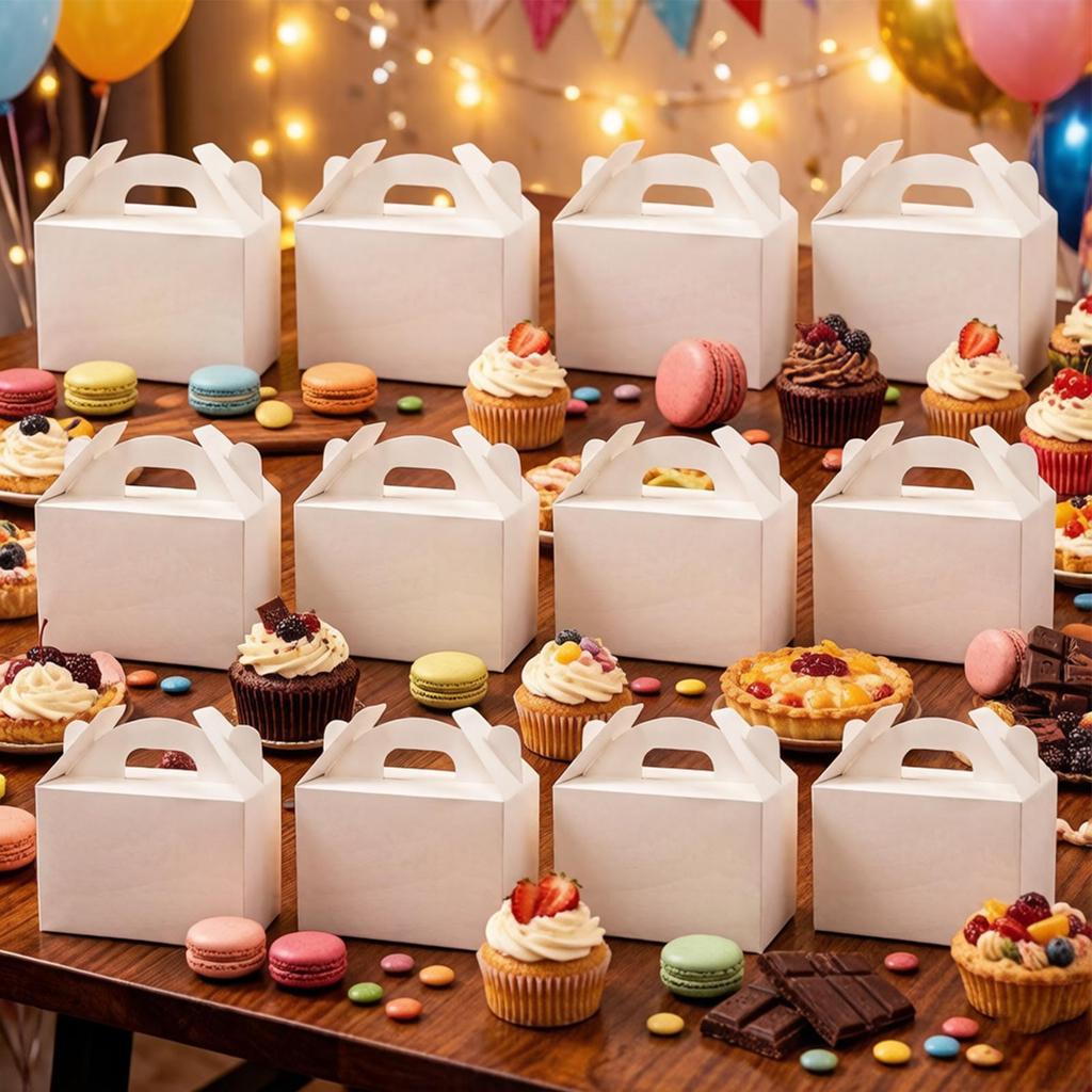 12PCS White Brown Cardboard Gift Box DIY Candy Container Paper Folding Goodie Boxes For Weddings Craft Lovers Birthday