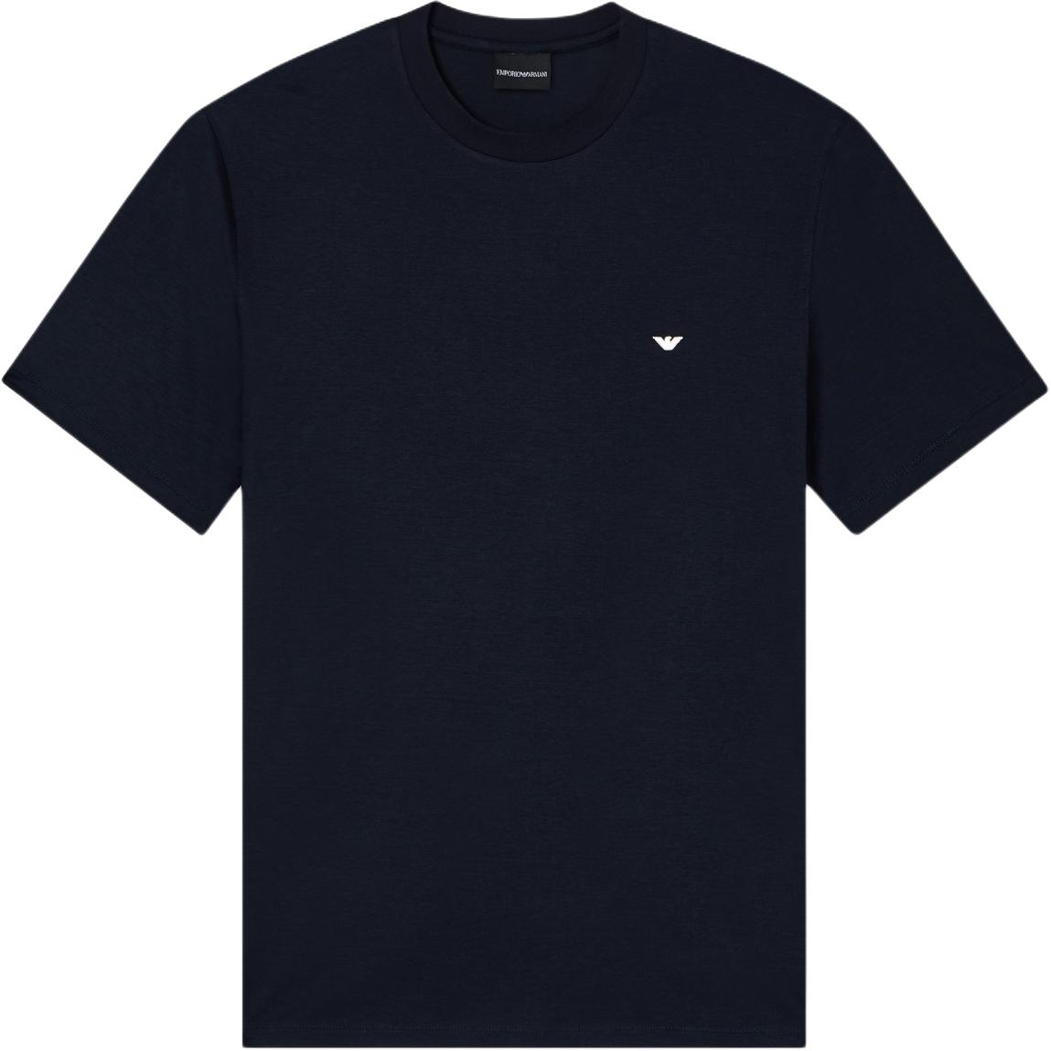Emporio Armani Korte Mouw Ronde Hals Lyocell Blend Gebreid Eagle Borduurwerk T-shirt Heren tops EM004592-AF13747-UB118 XXL