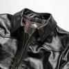 Casual retro locomotive tea core horse leather jacket men's simple lapel Ami Kaji leather jacket
