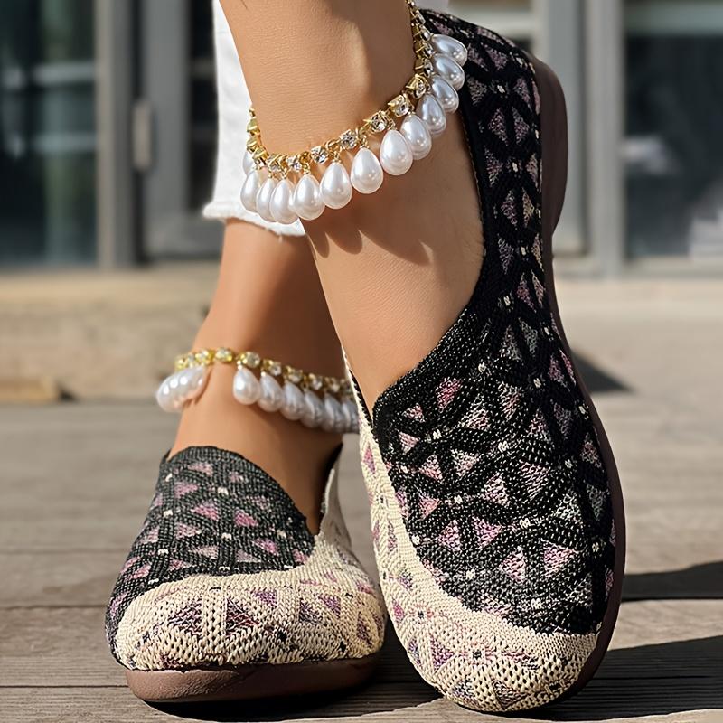 Women's Knit Fashion Flats Mom Shoes Casual Women's Flats Work Shoes