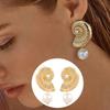 Simulated Pearl Conch Earrings Exaggerated Fashion Earrings Trendy Beach Earrings Women