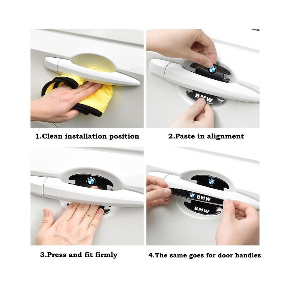 (For Volkswagen) 8x Car Door Handle Bowl Anti-Scratch Cover Carbon Fiber Guard Protector Stickers