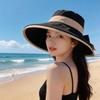 Fisherman's Hat Women's Colored Glue Sunscreen Bow Splicing UV Protection Basin Hat Big Edge Sun Hat