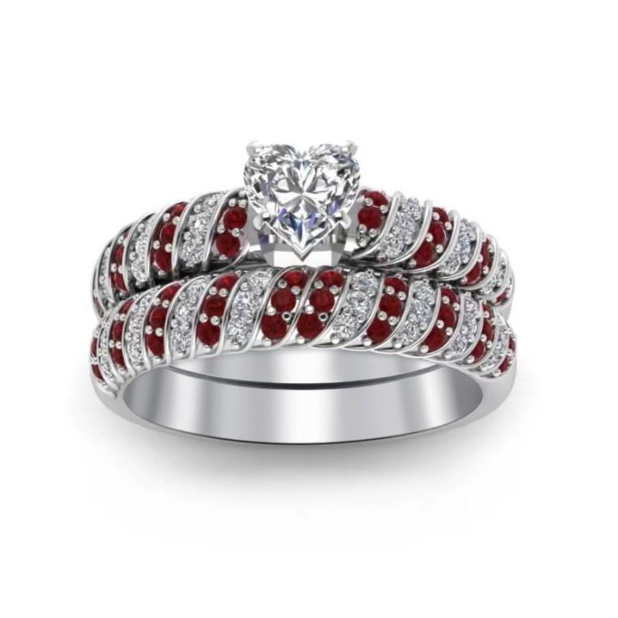 Hot-Selling Cable Knit Zirconia Couple Rings with Heart Detail