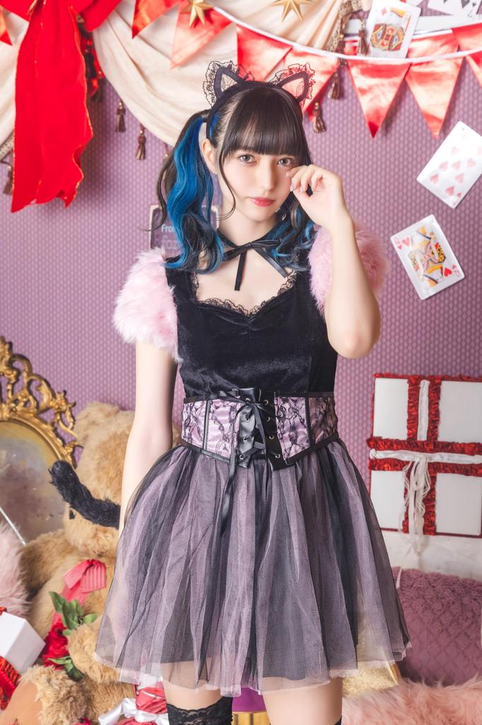 Coquettish Girly Cosplay Halloween Strawberry Cat Cat M Pink Costume Fancy Dress Costume [Clear Stone] Women's