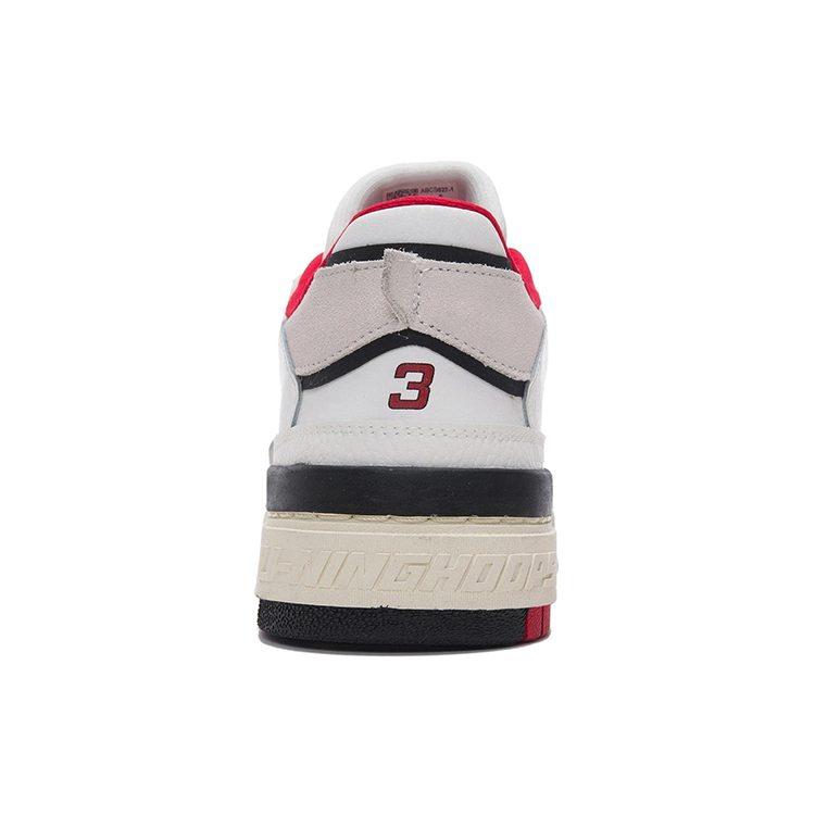Li Ning Rookie Synthetic Leather Cushioning Slip Resistant Abrasion Resistant Low Top Basketball Shoes White Black ABCS027-1