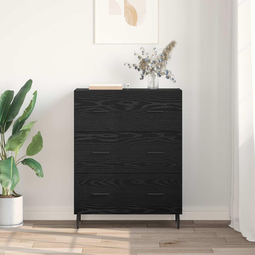 Sideboard with Drawers Black Oak Effect 69.5 x 34 x 90 cm