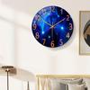 Runde Wanduhr, Marineblau, verträumtes Design, leise Uhr, kein Ticken, Heimdekoration, Wohnzimmer, Schlafzimmer, Esszimmer