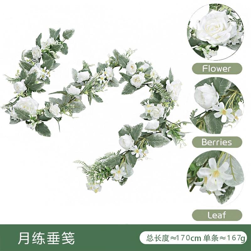 Artificial Rose Vine Garland Indoor Decor Hanging Ceiling Floral Wreath