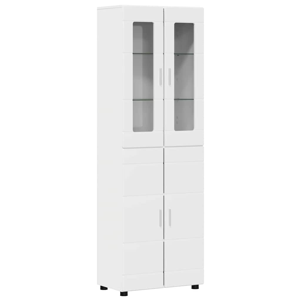 FLORIN Highboard High Gloss White 60 x 35 x 182 cm Particleboard