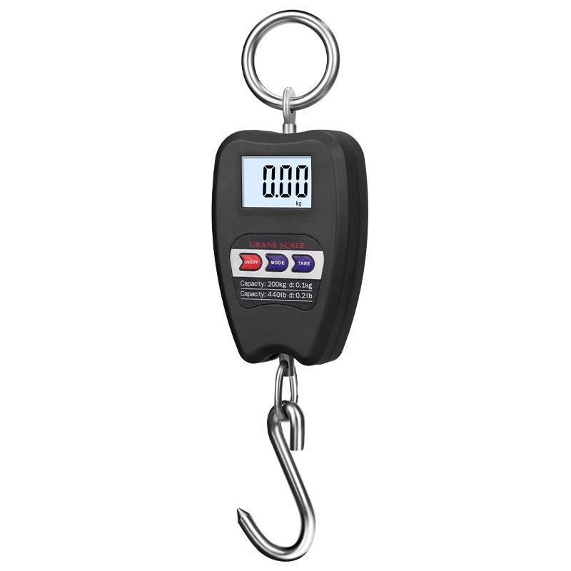 200kg Handheld Electronic Crane Scale - Black Industrial Hanging Hook Scale for Cross-Border E-commerce
