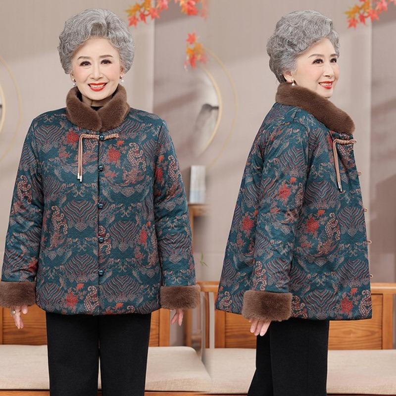 Winter Padded Jacket Women's Padded Jacket Fleece Thickened Jacket Old Lady Clothes