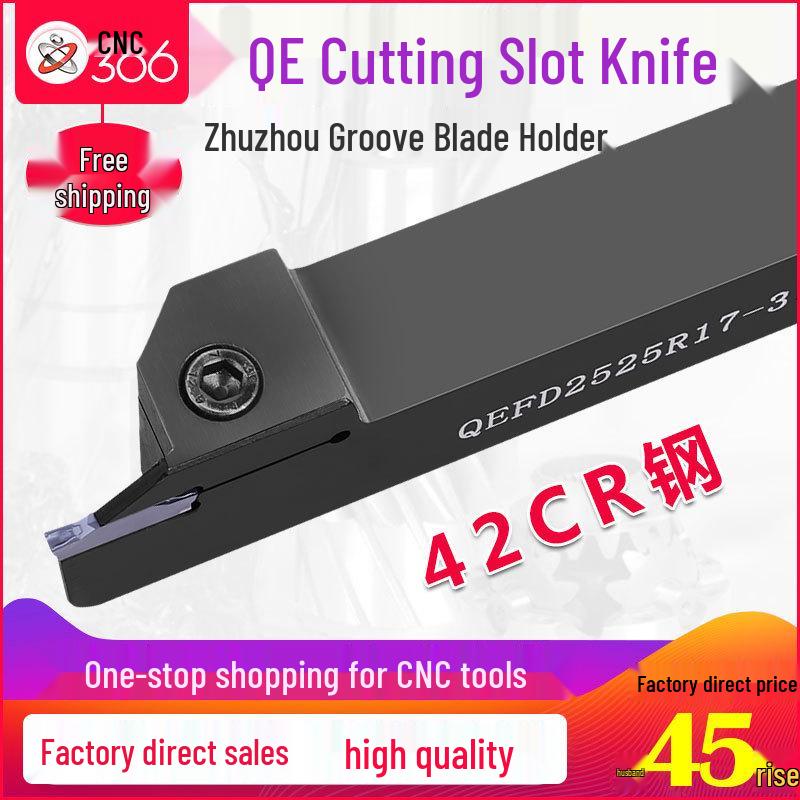CNC External Grooving Tool Holder QEFD2020-3/QEGD2020-4/QEHD2525-5 with Zhuzhou Inserts