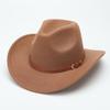 European and American suede warped edge western cowboy hat men and women outdoor curled brim ethnic style top hat felt hat