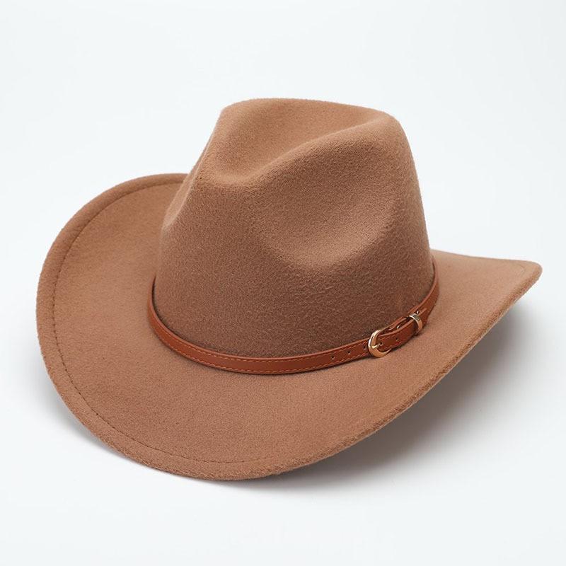 European and American suede warped edge western cowboy hat men and women outdoor curled brim ethnic style top hat felt hat