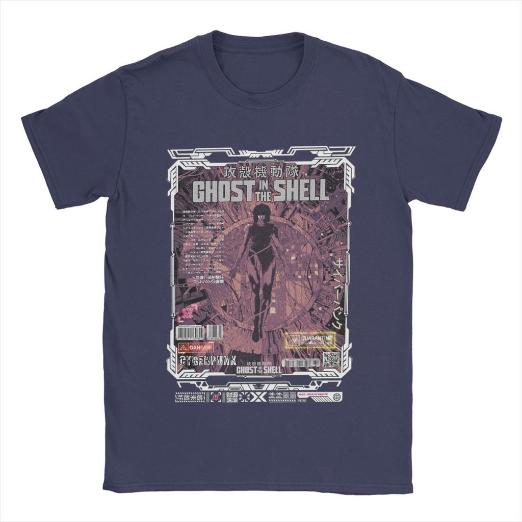 Motoko Kusanagi Ghost In The Shell T Shirts Men's Pure Cotton Awesome T-Shirt Anime Tee Shirt Short Sleeve Clothing Big Size
