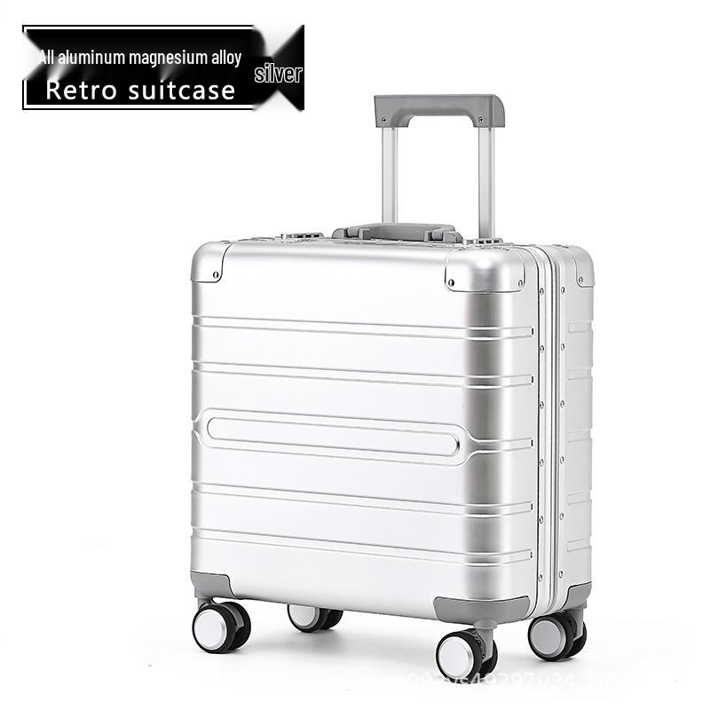 

18 Чемодан-тележка из алюминиевого сплава для ручной клади - Мужской/Женский деловой дорожный чемодан 18-inch серебряный