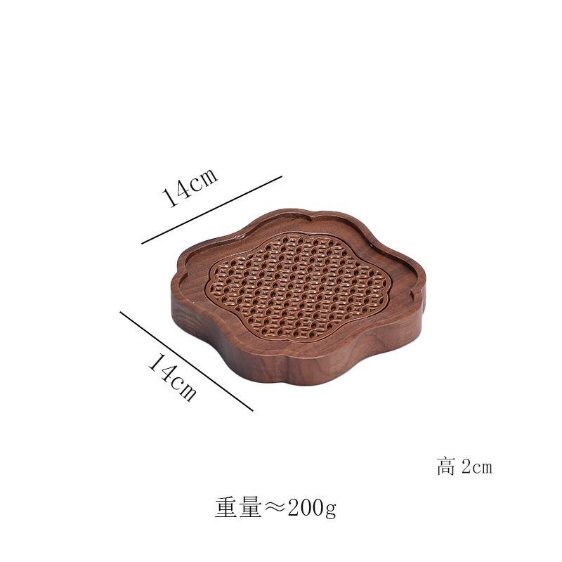 Traditionelles Nussbaum-Tee-Tablett Teekanne Teetasse Massivholz-Tablettmatte Büro Kaffeetassen-Tabletts Heim Teezeremonie-Zubehör