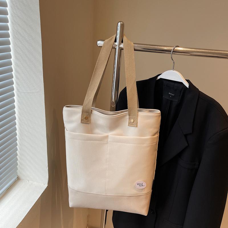 Commuter Tote Bag Women Color Block Underarm Bag Student Shoulder Bag