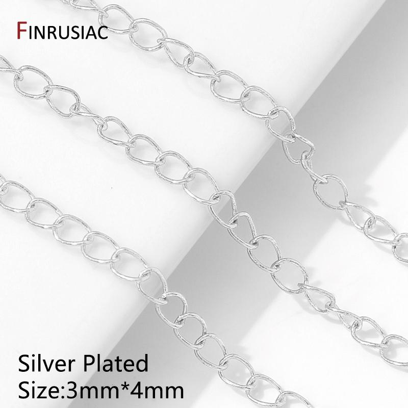 

14K Gold Plated Brass 3*4mm Thin Tail Extender Chains Accessories,Cuban Link Chain For DIY Necklace Bracelet Making Accessories 1 meter
