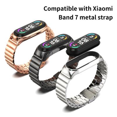 Correa de reloj impermeable reemplazable integrada de acero inoxidable de una sola pieza para Xiaomi Mi Band 3 4 5 6 7