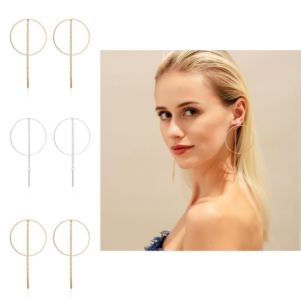 Minimalist Alloy Tassel Earrings For Women Fashionable European American Style