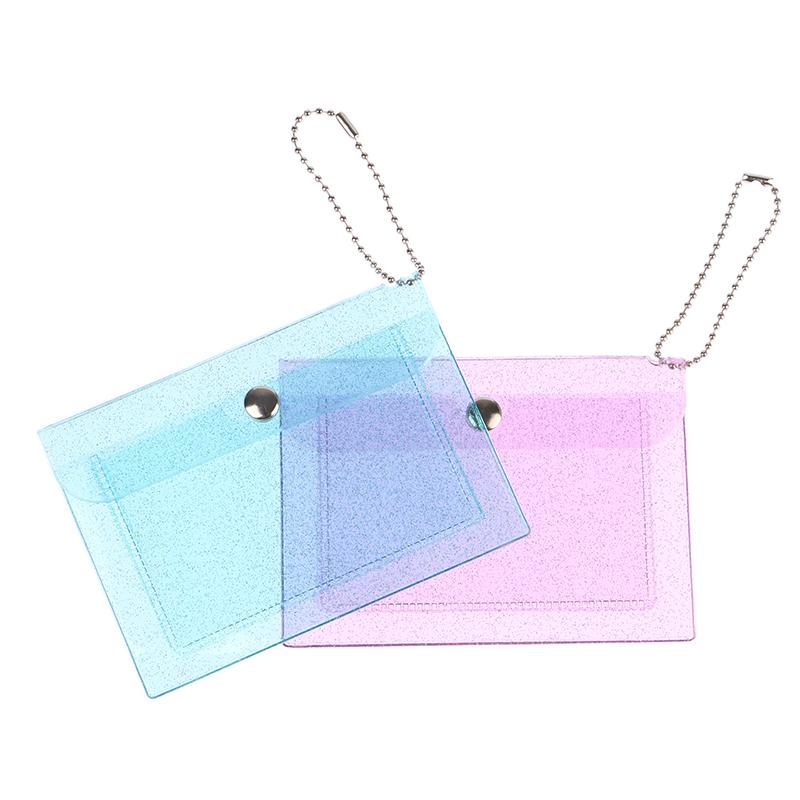 1Pc Women'S Credit Card Holder Wallet Transparent Waterproof Pvc Id Card Wallet