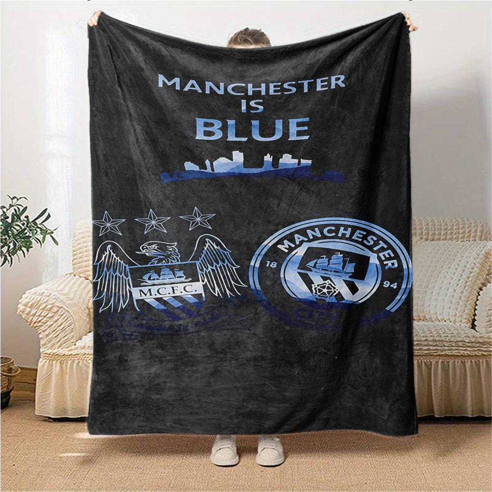 Manchester Crest Blankets Flannel Printed Breathable Warm Throw Blanket for Home Office Bedspreads 0708a4