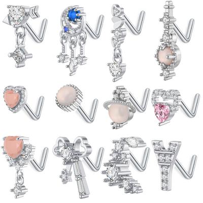 Micro -Mosaic Vermiculite Flower Nasal Ring Nasal Nail Puncture Jewelry Fashion Ear Cartilage Nail Personality Peach Heart Nose Nail