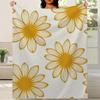 All-Season Flannel Blanket - & Mustard Yellow Daisy Print Soft Warm Bedspread for Winter Lounging Chairs, Couches & Beds - Thick