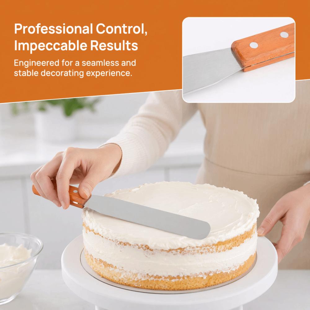 Wood Handle Stainless Steel Spatula Straight Blade Bread Cream Scraper  Baking Pastry