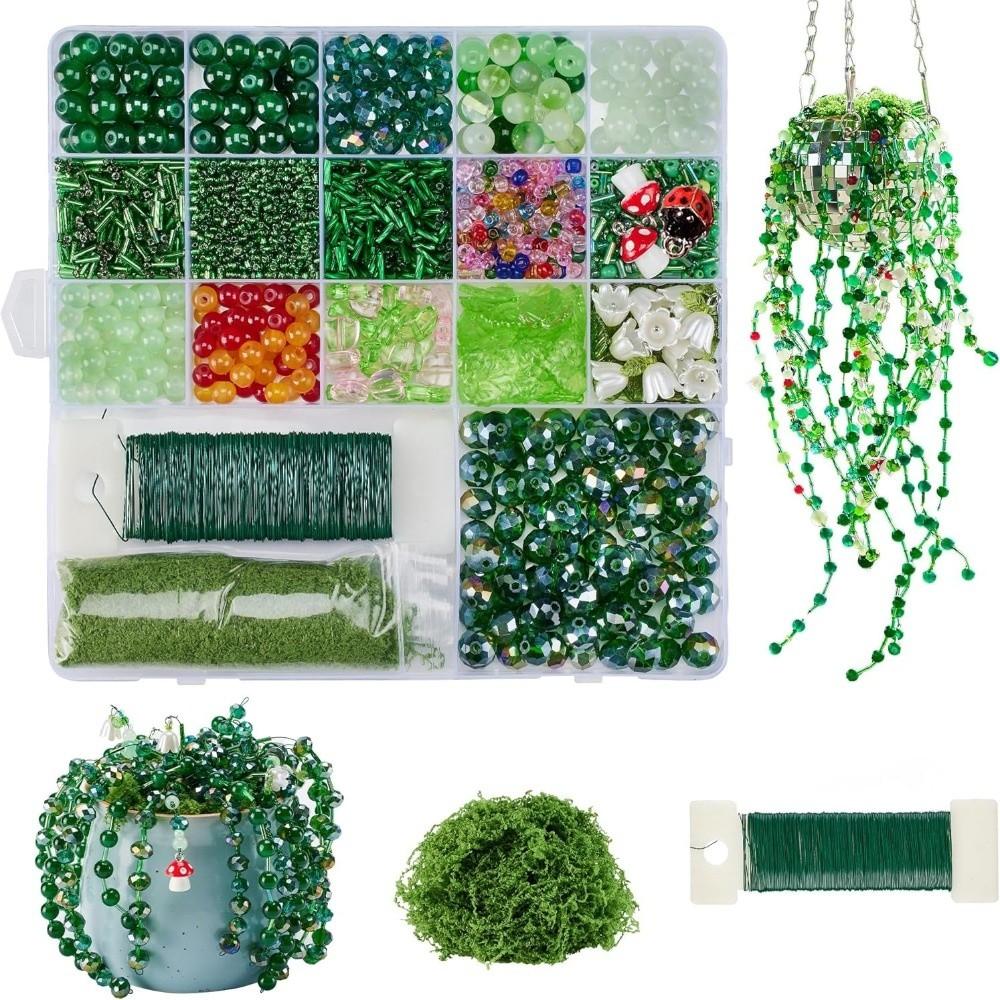 Crystal Leaf Pieces Beaded Plant Kit with Plant Pots Beads Plant Craft  for Plant Lovers