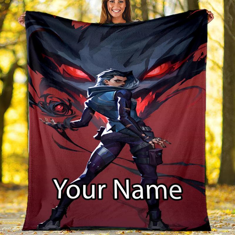 Custom Name Valorant Theme Printed Blanket - Perfect for Couch, Bed, Travel & Outdoor Use | Machine Washable, Cozy & Durable.