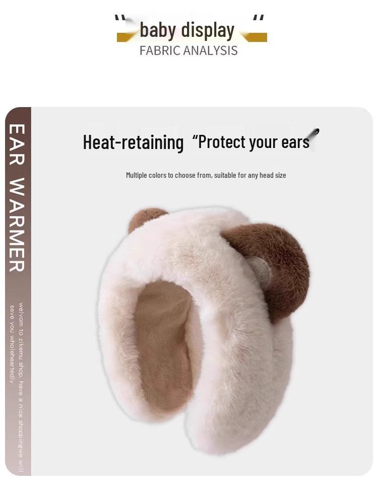 Winter Bear Earband: Fleece-Lined Windproof Cycling Earmuffs for Women & Students