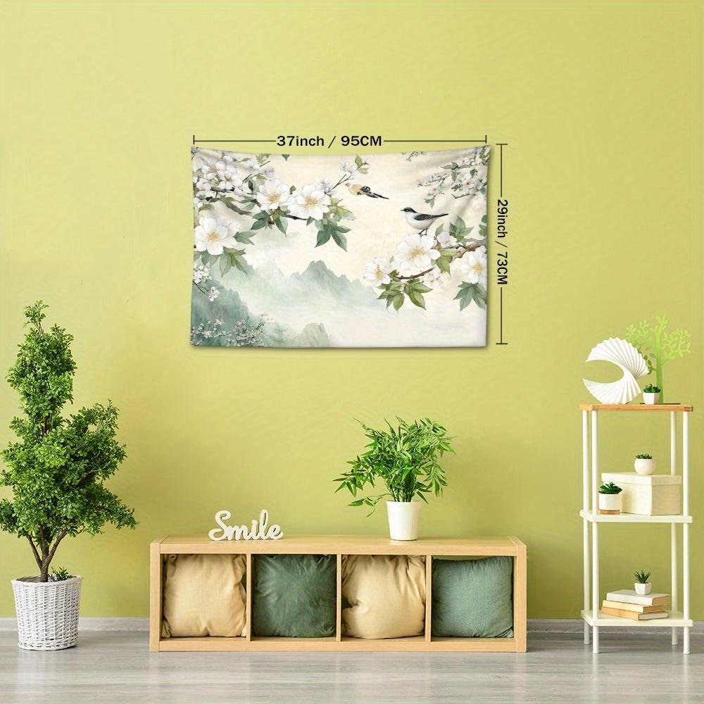 1pc Chinese-style Floral and Landscape Print Tapestry, Traditional Aesthetic Decorative Wall Hanging, Bohemian Home Decor for Living Room or Bedroom,
