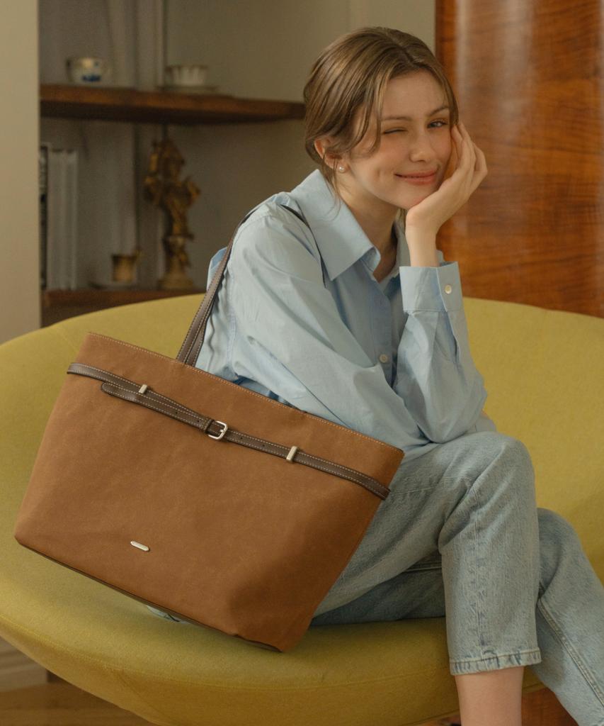 David Jones Bastille Belted Shopper Shoulder Suede Bag_Hot Chocolate (Cm8461)
