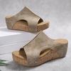 Slope Heel Cool Slippers New Fish Mouth Thick Sole Heightening Side Empty Sandals