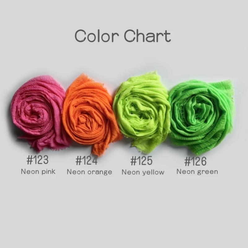 NEW Summer Neon Scarf Plain Bubble Turban Wrinkle Women Scarves Veil Ripple Scarves Iridescent Shawl