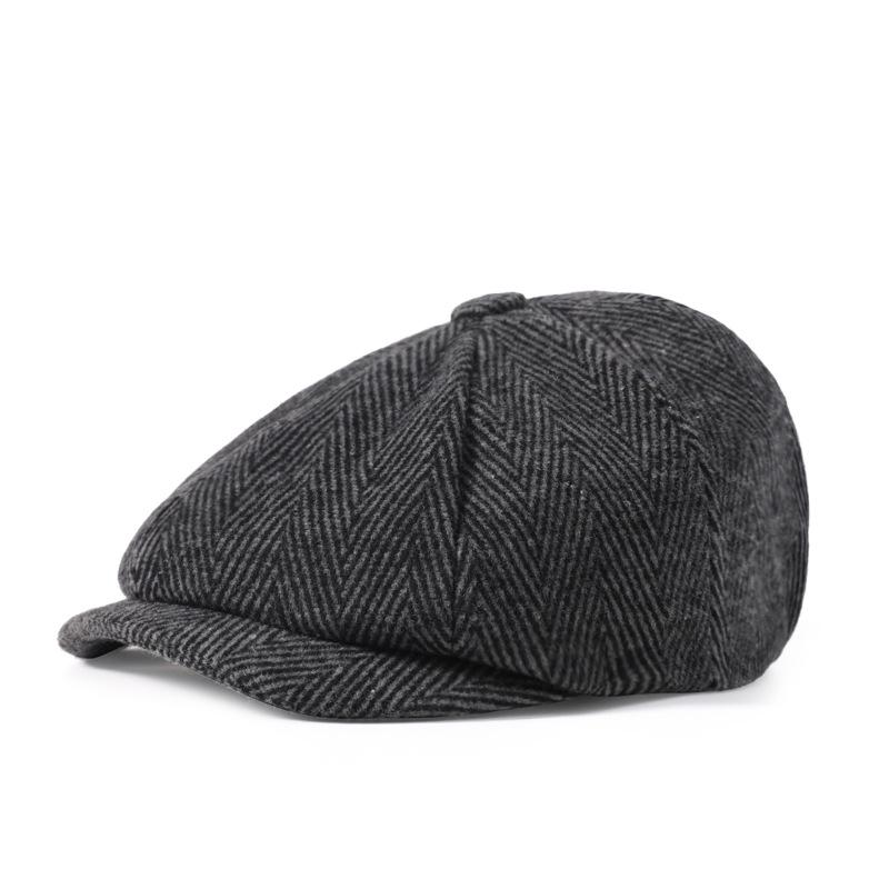 Bavlněný baret Pánská malířská čepice Newsboy čepice Klobouk Rybí kost Osmihranný klobouk