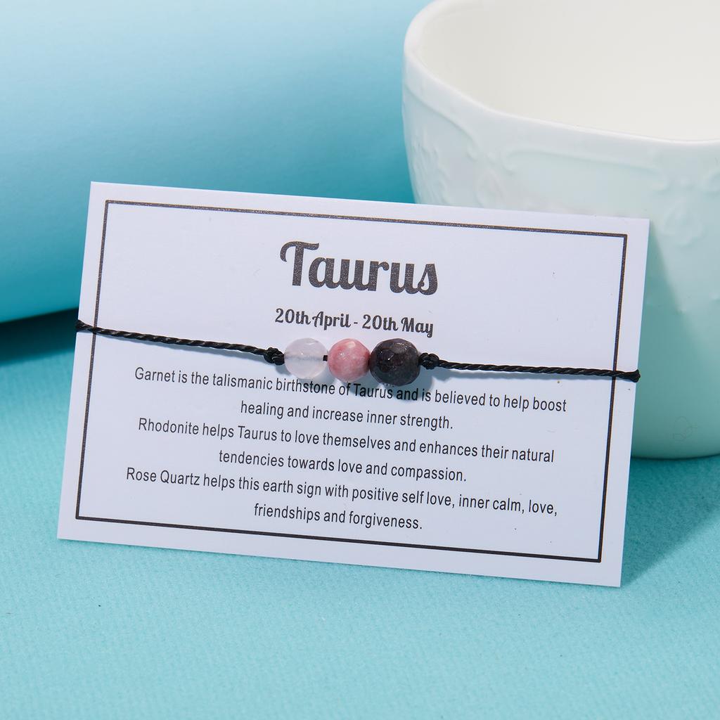 12 Constellation Bracelet Crystal Beads Rope Chain Bracelets for Women Zodiac Sign Libra Aries Wish Card Birthday Jewelry Gifts