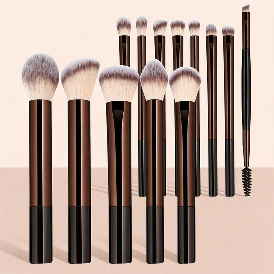 13 Aluminum Tube Makeup Brush Set, Basic Brush, Eye Mix Brush, Highlight Brush, Makeup Brush Included, with Bag.