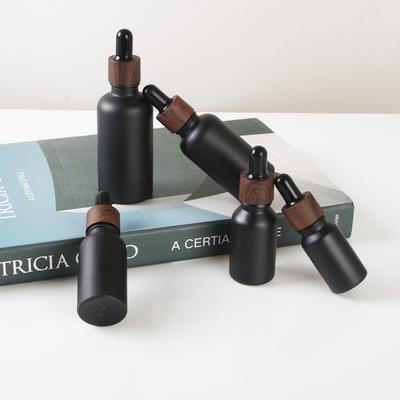 Mattierte Schwarze Glas Tropfflaschen Klares Glas Leere Tropfpipettenflasche Plastikdeckel Für Ätherisches Parfümöl Serum