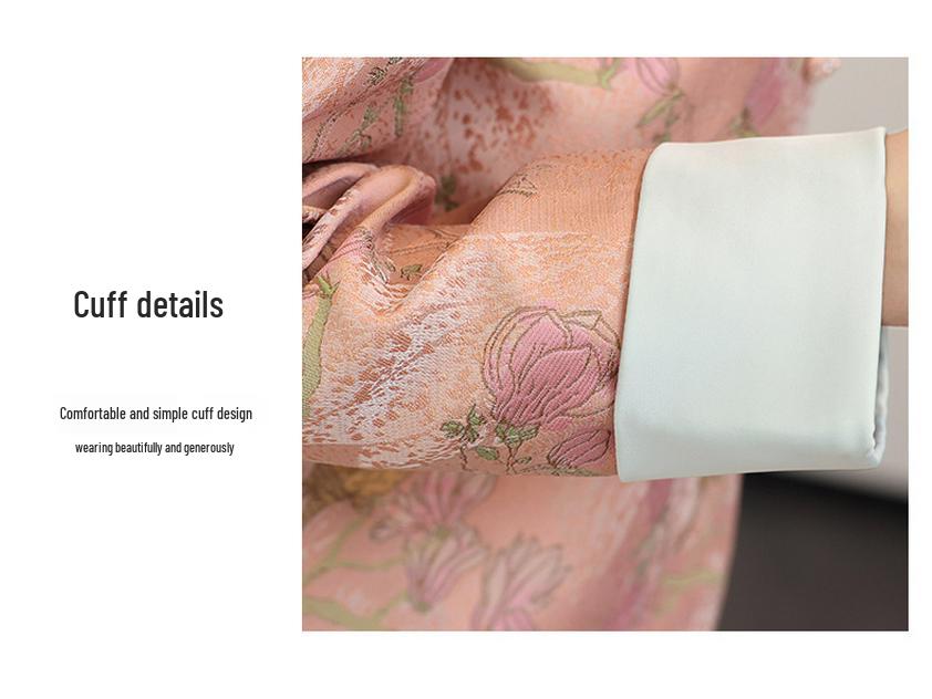 2024 Spring Women's Pink Jacquard Frog Button Fashion Coat - Chinese National Style (Model ME6031)